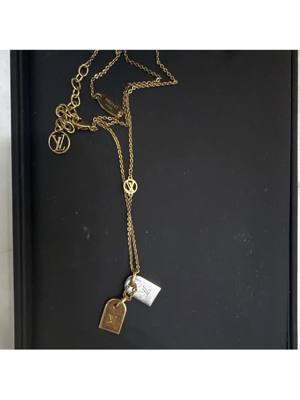Louis Vuitton Necklace Nanogram M63141 Gold/Silver Tone Cable Chain Tag Pendants - Picture 5 of 5